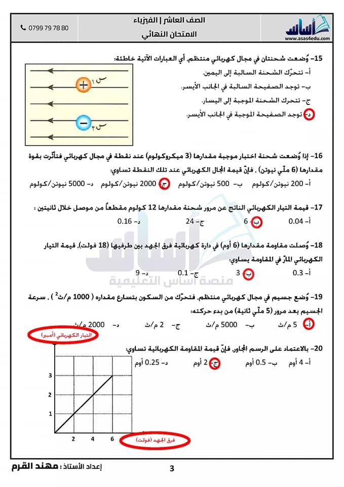 Nzg0NTcx8 بالصور امتحان نهائي لمادة الفيزياء للصف العاشر الفصل الثاني 2020 مع الاجابات